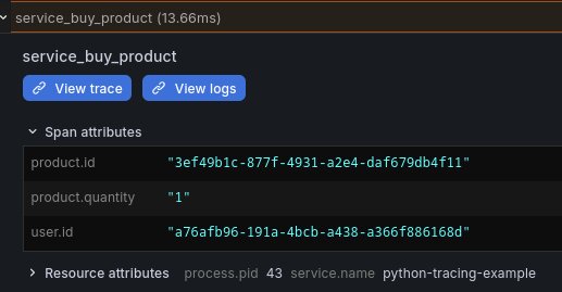 La span service avec ses attributs.