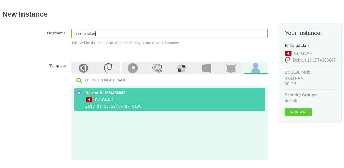 image debian sur Exoscale